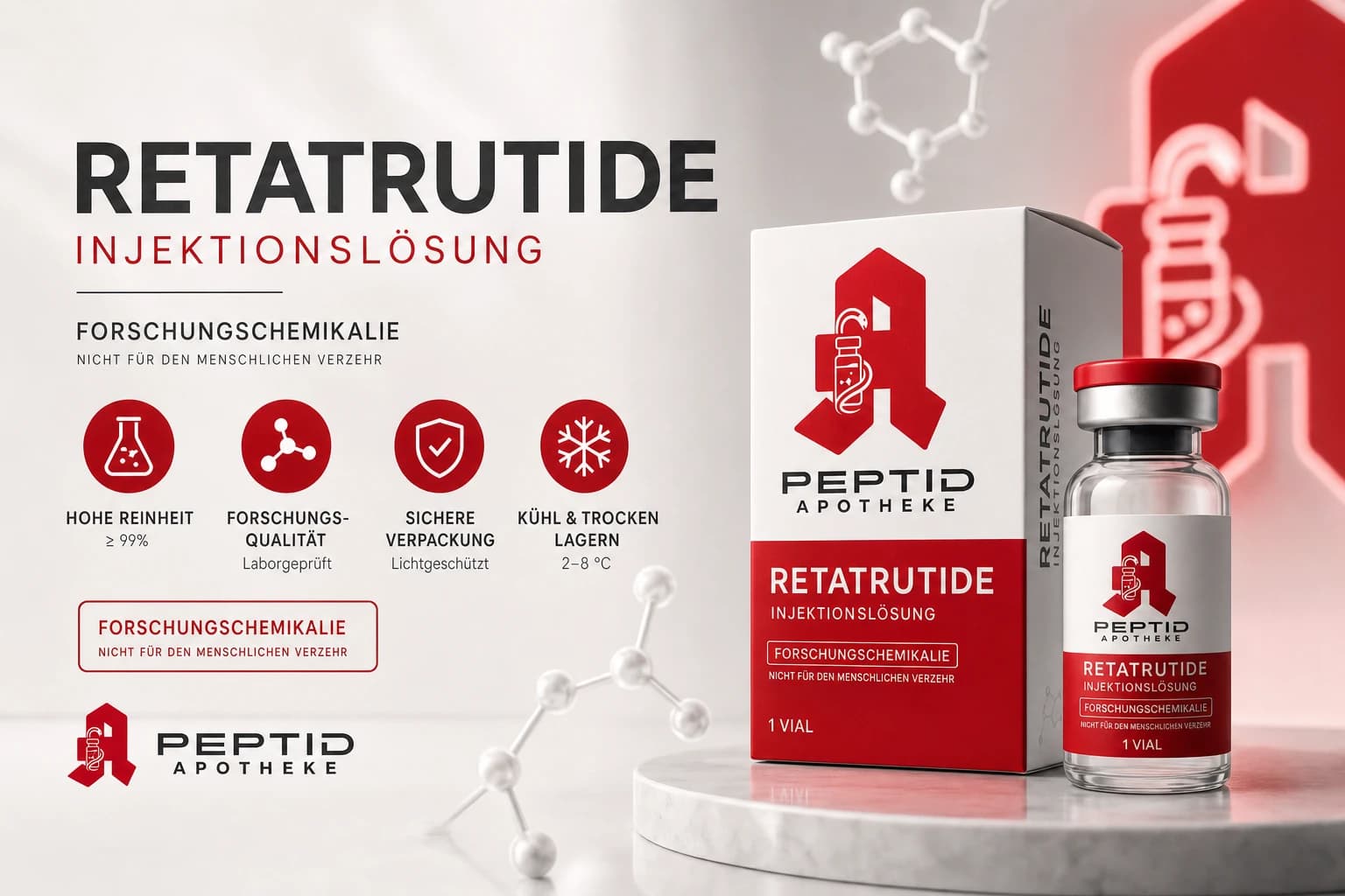 Retatrutide, research-grade Peptid der Peptid Apotheke, nur für Forschungszwecke